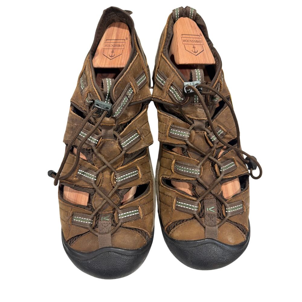 Keen Men's Sz 10.5 Arroyo II hiking sandals brown leather bungee lacing system
